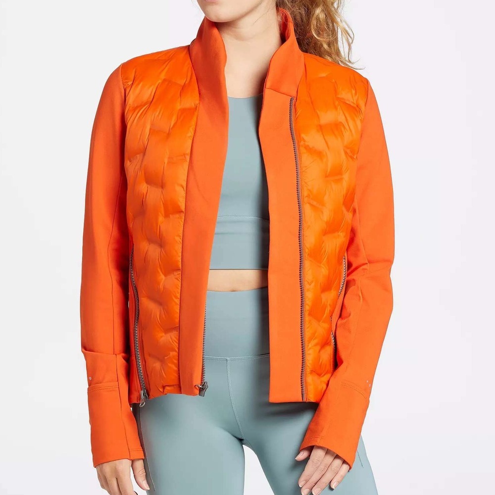 CALIA Quilted Run Jacket Orange  Hybrid Performance Full Zip Athletic‎ Puffer S